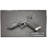 ปืนสั้นระบบแก๊สโบลว์แบล็ค รุ่น G34 T5 WE สีดำ สไลด์แต่งสีดำ ท่อสีเงิน