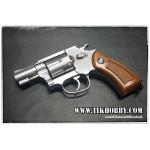 ปืนลูกโม่ Wingun733 สีเงิน ขนาด2นิ้ว ไม่ยิงลายลำกล้อง กริ๊ปน้ำตาล