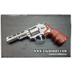 ปืนลูกโม่ ระบบแก๊ส Co2 Wingun สีเงิน ขนาด4นิ้ว กริ๊ปมือพลาสติกลายไม้