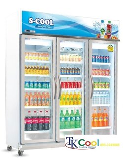ตู้แช่เย็นกระจก 3 ประตู ยี่ห้อ S-Cool รุ่น SL-183C-V1 ( 57 คิว) Jumbo/เบอร์ 5**4ดาว