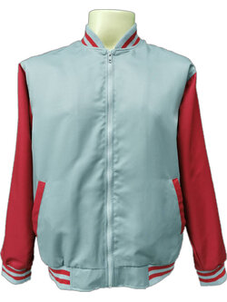 Baseball Jacket 6702 เสื้อแจ็คเก็ตเสื้อแจ็คเก็ตสีเทาแขนสีแดงสไตล์เบสบอล