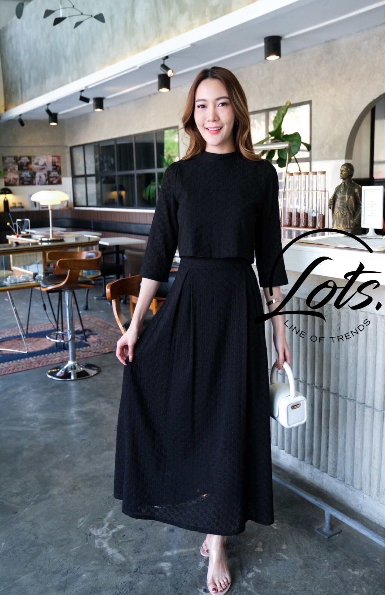 ชุดดำ ชุดset 2 ชิ้นสีดำ M-2xl