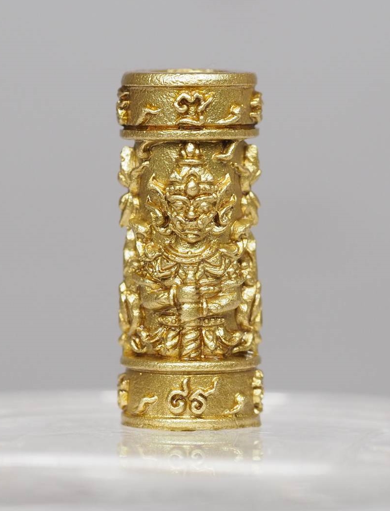 ตะกรุดท้าวเวสสุวรรณทวิพัตร์(หน้าเทวดา และ หน้ายักษ์) รุ่นเศรษฐีบูชาครู เนื้อทองชนวนพ่นทราย