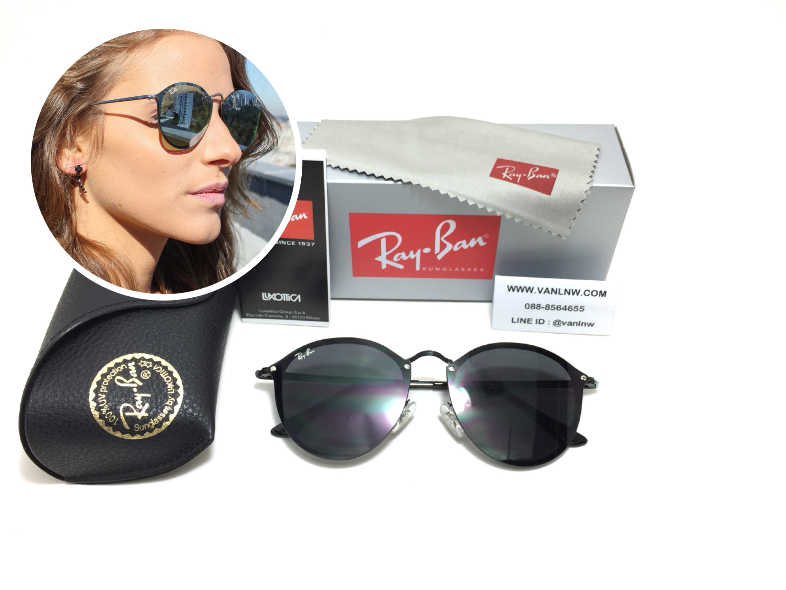 แว่นกันแดด Rayban RB 3575-N Blaze Round 153/9A 59-14 145 3N <ดำ>