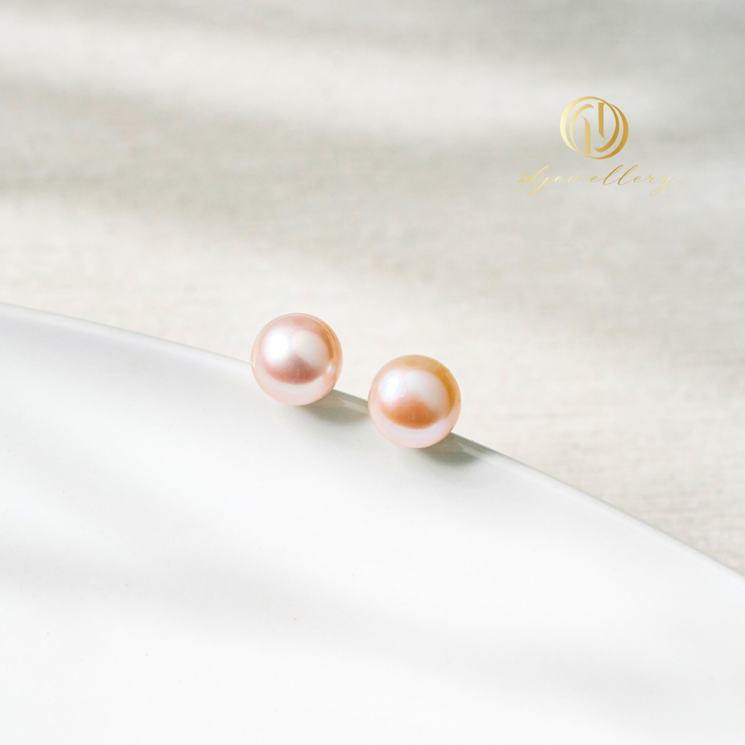 1D Jewellery ต่างหูเงินแท้ 925 ชุบโรเดียม 🌸 ต่างหู "Pink Pearl Elegance" – ความงามเหนือกาลเวลา ✨ ทรงมินิมอล