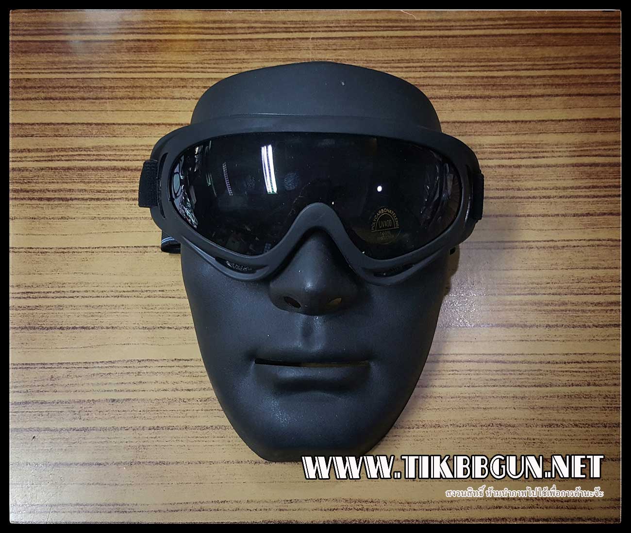 หน้ากากป้องกัน แบบหน้าหล่อสีดำ+แว่น เพิ่มความหล่อเหลา (สินค้าจัดชุด)