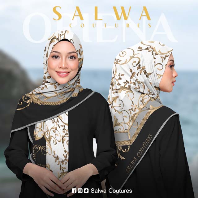 Salwa ฮิญาบ ผ้าคลุมพิมพ์ลาย ผ้าบาวา ลาย Oriena