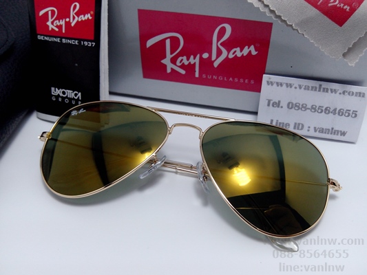 แว่นกันแดด Rayban RB3025 AVIATOR LARGE METAL W3276 58-14 3N <ปรอททอง>