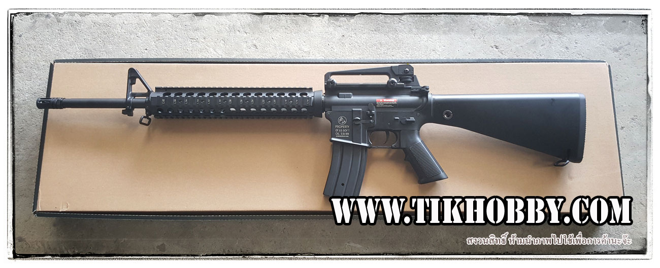 ปืนอัดลมไฟฟ้ารุ่น M16A4 บอดี้ABS เฟืองเหล็ก +แบต+ชาจน์ Golden Eagle หรือจินกง 6620