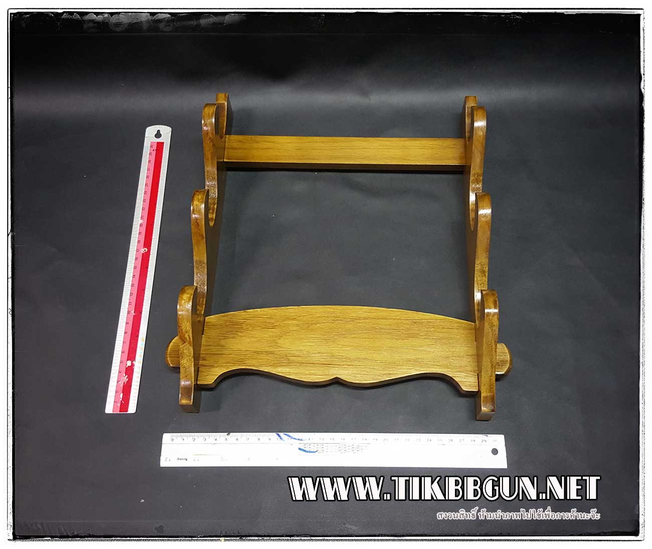 แท่นวางดาบซามูไร แบบติดผนัง 3 ชั้น ลายไม้ แบบสวย