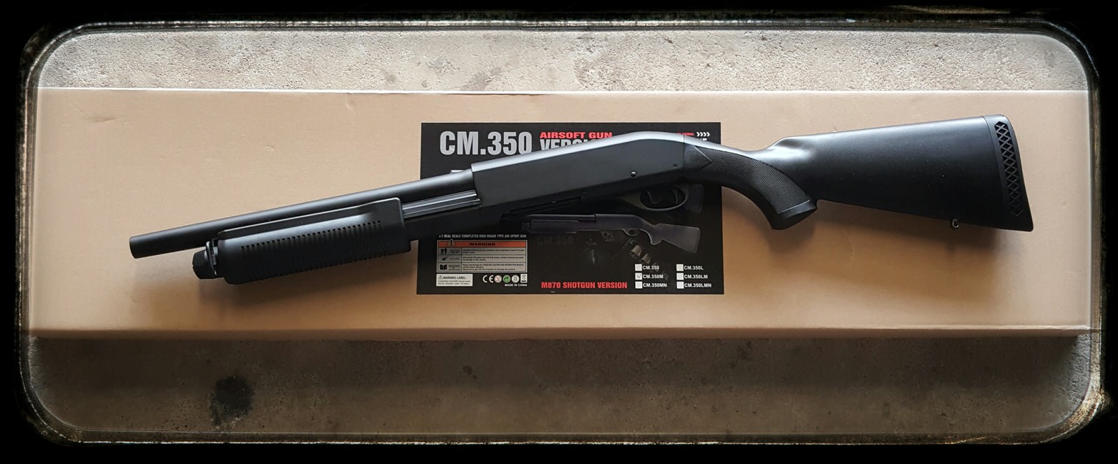 ปืนลูกซอง ปืนอัดลมชักสปริง CM350 ลำกล้องสั้น สีดำ