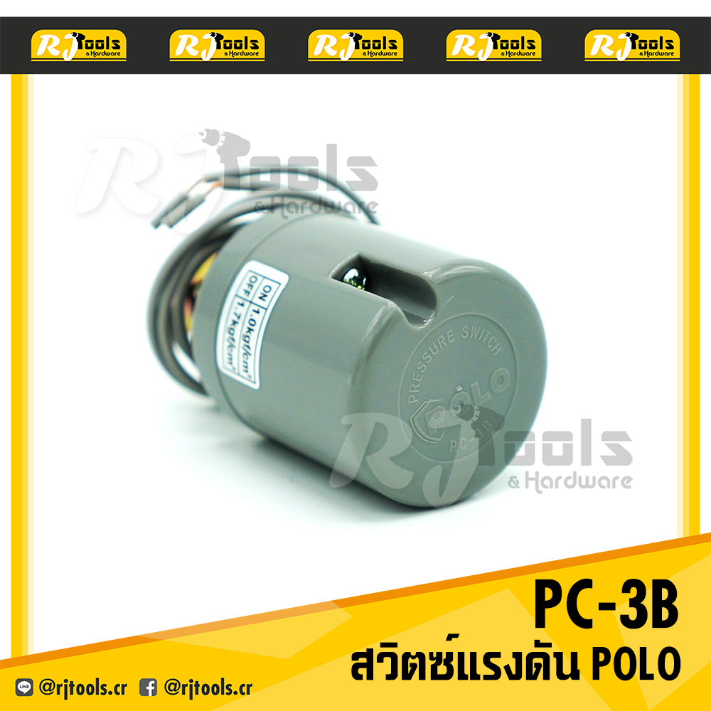 สวิทซ์แรงดัน สวิตซ์แรงดัน (Prssure Switch) POLO รุ่น PC-3B เกลียวใน 1.0-1.7 รู 1/4"-3/8"