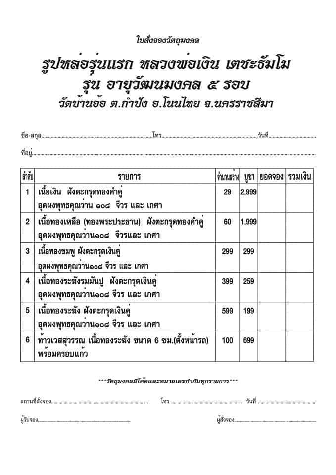 เปิดจอง ท้าวเวสสุวรรณ รุ่นเศรษฐีอุดมทรัพย์ วัดบ้านอ้อ ต.กำปัง อ.โนนไทย จ.นครรราชสีมา