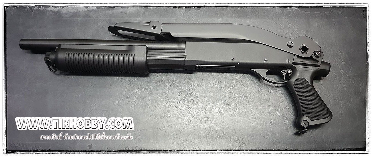 ปืนลูกซองชักสปริง CM352 ลำกล้องสั้น สีดำ รุ่นประหยัด แถมปลอก1นัด