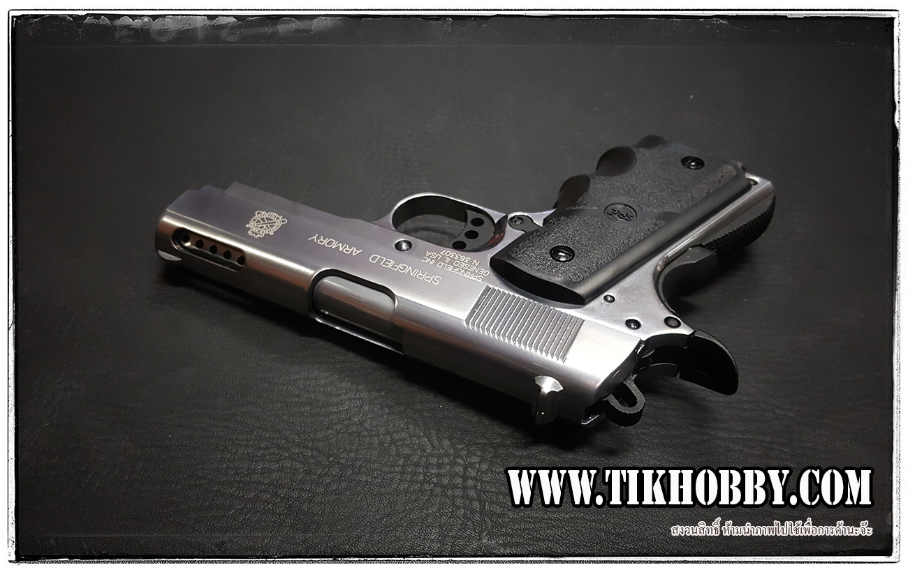 ปืนสั้นระบบแก๊สโบลว์แบล็ค รุ่น M1911 TAC สีเงินเงา ลำกล้อง 3.8 จาก SRC สวยงามมากครับ SRV-10 Platinum