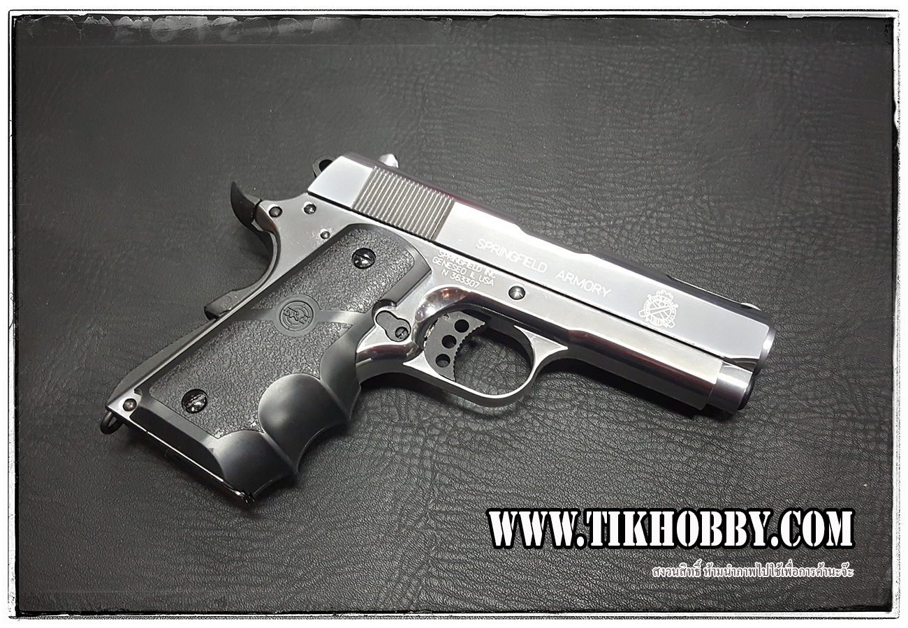 ปืนสั้นระบบแก๊สโบลว์แบล็ค รุ่น M1911 TAC สีเงินเงา ลำกล้อง 3.8 จาก SRC สวยงามมากครับ SRV-10 Platinum