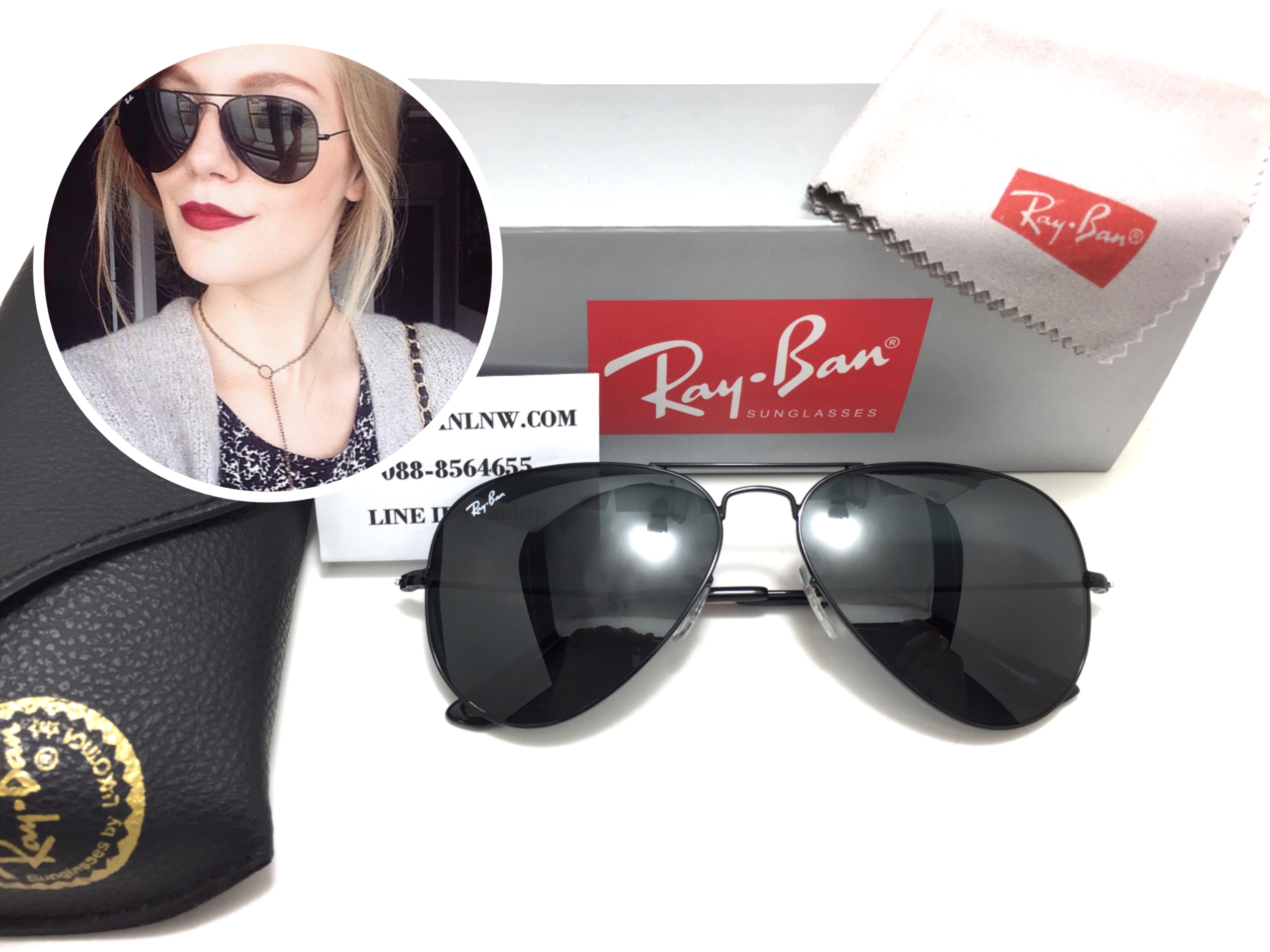 แว่นกันแดด Rayban RB 3025 AVIATOR LARGE METAL 002/32 58-14 3N <ดำ>