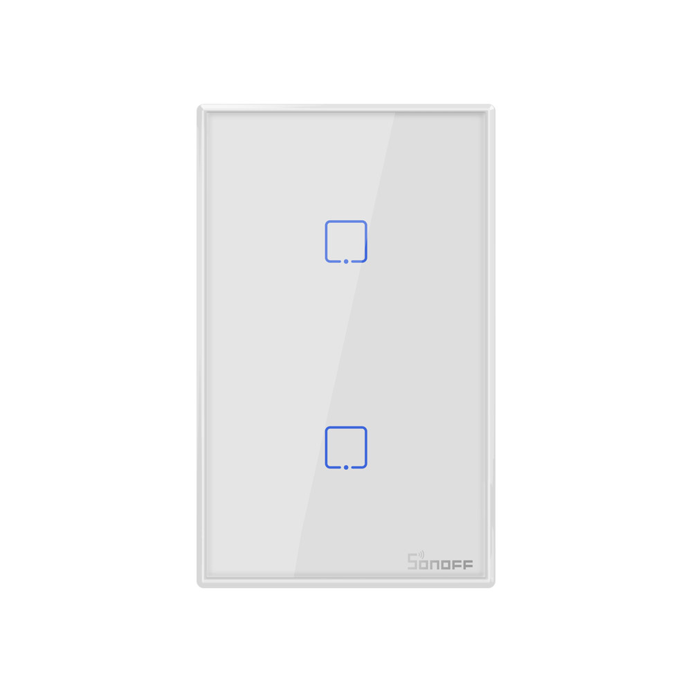 Sonoff T2US 2 Gang (WiFi + RF 433 Mhz) White Touch Switch ( 1 Year Warranty )