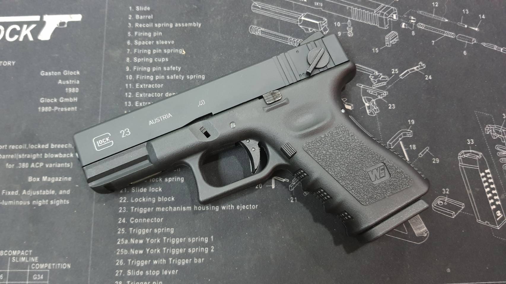 (มือ1 แขวนโชว์ ไม่มีตำหนิ) ปืนสั้น Glock23 Gen3 Full Auto งานใต้หวัน WE ยิงได้ปกติ รายละเอียดด้านล่างครับ