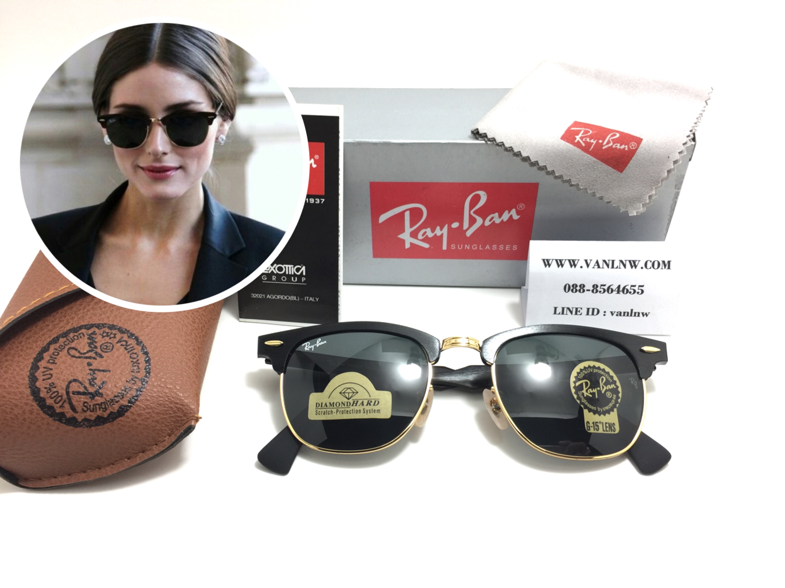 แว่นกันแดด Rayban RB 3507 Clubmaster Aluminum 136/N5 51-21 3N <ดำขอบทอง>