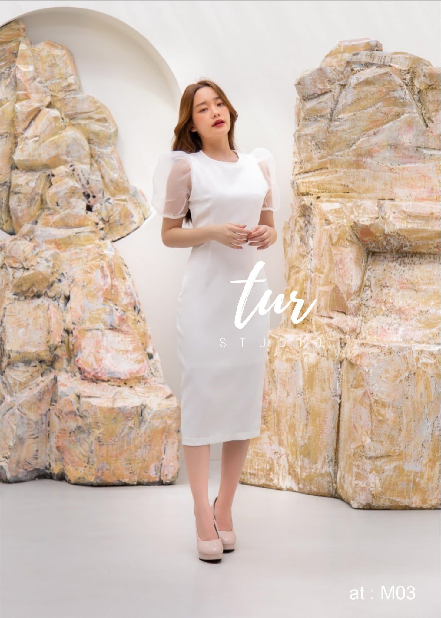 ชุดสีขาว เดรสทรงBasic สไตล์คุณหนู (สีขาว ชมพู s-3xl)