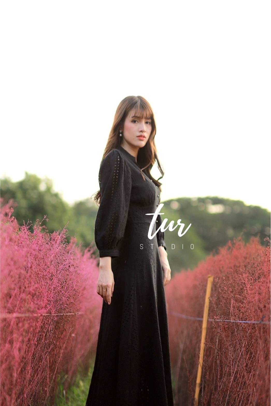 ชุดเดรสลูกไม้สีดำ-สีขาวเนื้อผ้าcotton M-2xl