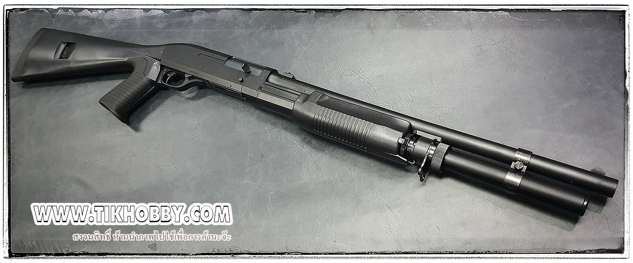 ปืนลูกซอง ปืนอัดลมชักสปริง M3 Super90 Pump Action Shotgun ลำกล้องยาว สีดำ งาน Tokyo Marui