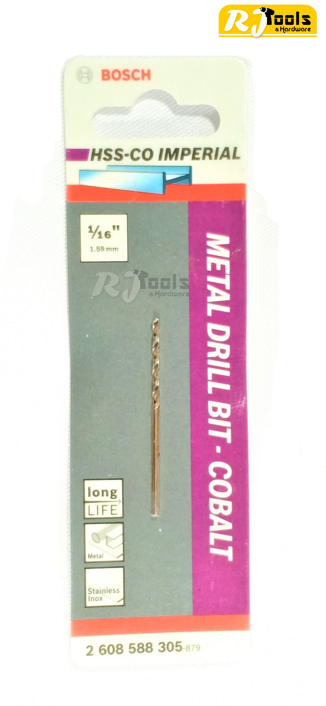 BOSCH ดอกสว่านเจาะเหล็ก/สแตนเลส 1/16”(1.59 mm)