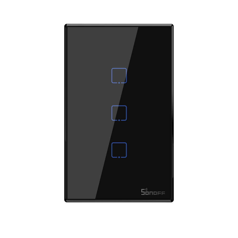 Sonoff T3US 3 Gang (WiFi + RF 433 Mhz) Black Touch Switch ( 1 Year Warranty )