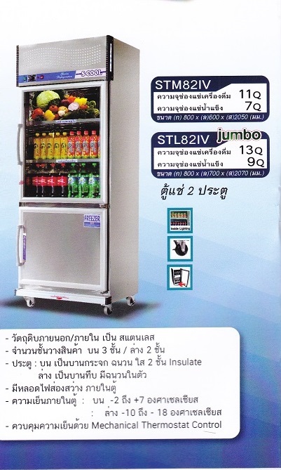 ตู้แช่สแตนเลส 2 ประตู S-COOL รุ่น STVM-82