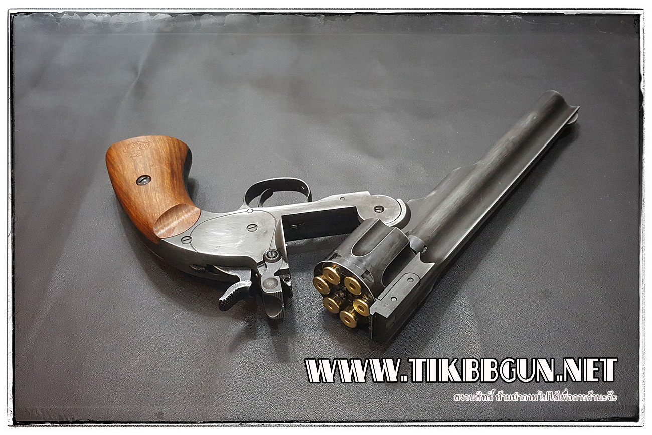 ปืนลูกโม่ คาวบอย Major3 1877 สีดำ ปัดสีเก่า ระบบ Co2