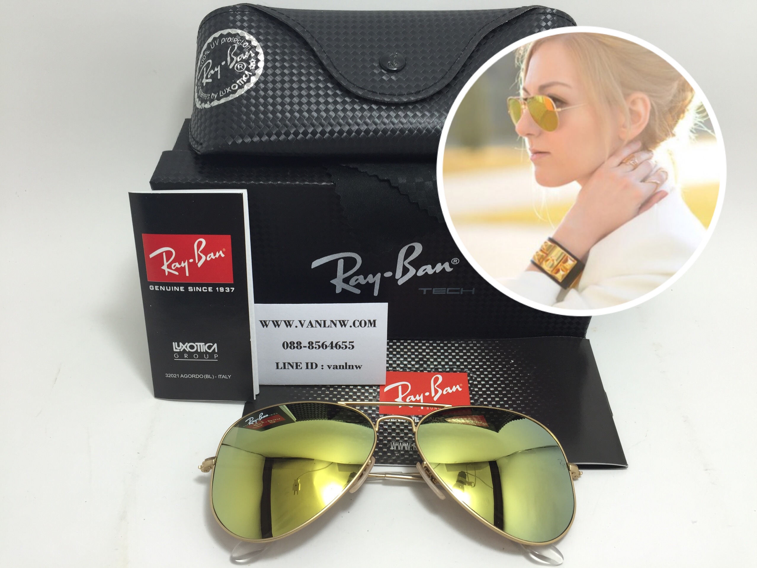 แว่นกันแดด Rayban RB 3025 AVIATOR LARGE METAL 112/93 58-14 3N <Newปรอททอง>