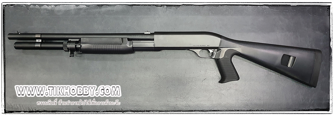 ปืนลูกซอง ปืนอัดลมชักสปริง M3 Super90 Pump Action Shotgun ลำกล้องยาว สีดำ งาน Tokyo Marui