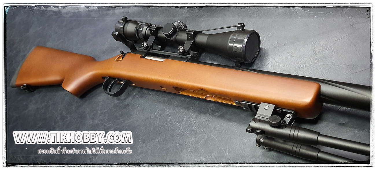 ปืนอัดลมเบาแบบชักยิงทีล่ะนัด รุ่น MB03 พานท้ายไม้แท้ลำกล้องสีดำบิดเกลียว ครบชุด Up gade จาก WELL