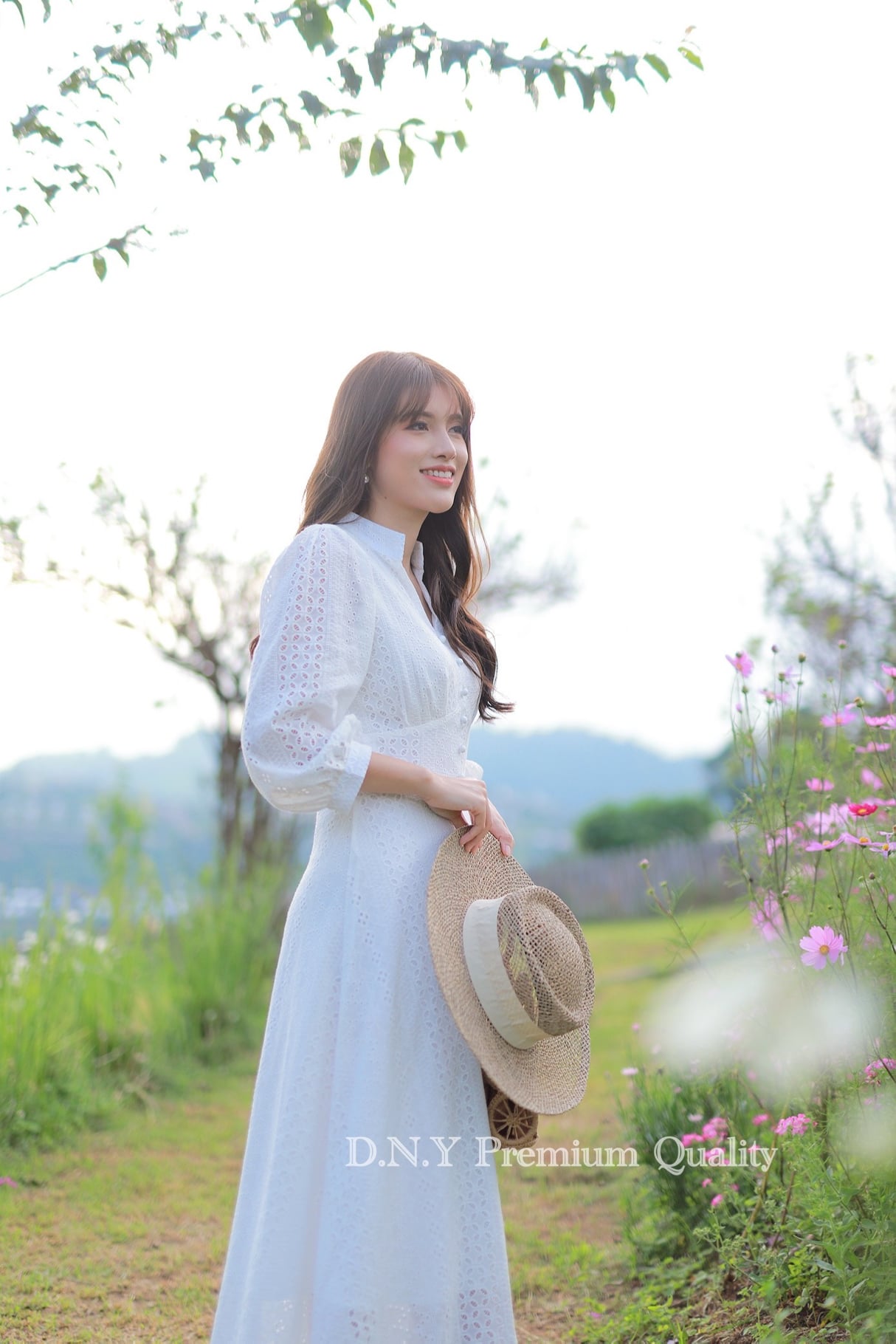 ชุดเดรสลูกไม้สีดำ-สีขาวเนื้อผ้าcotton M-2xl