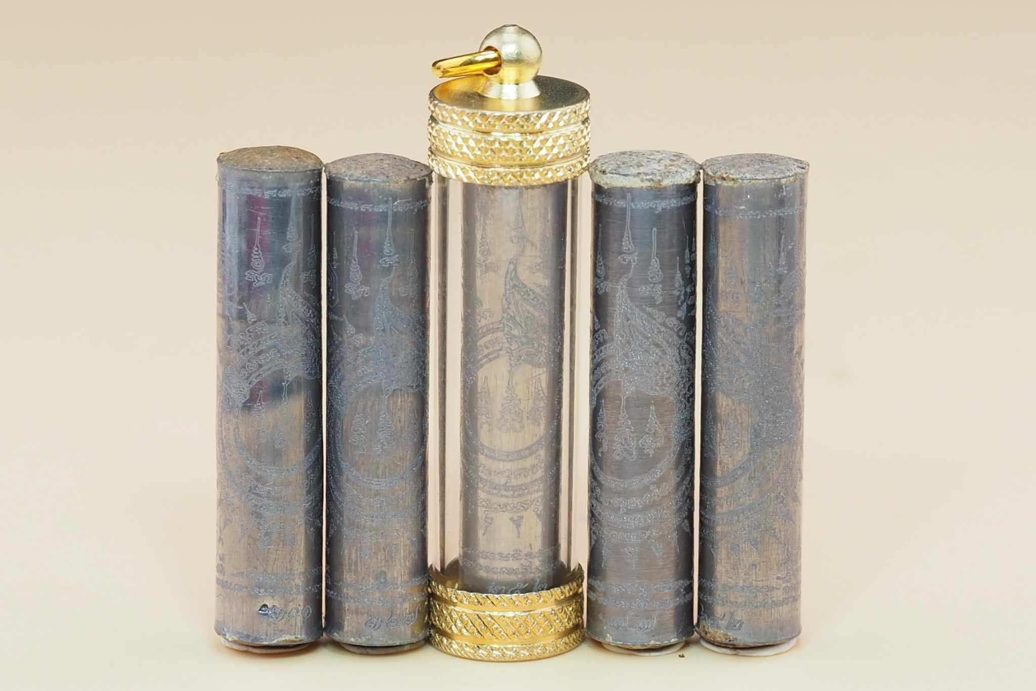 ตะกรุดนาคบาศกินบ่เซี้ยง ตะกรุดขนาด 1.5 นิ้ว (ใส่หลอดตะกรุดสำเร็จ) หลวงพ่อกลิ่น ธัมธีโป จ.ลำปาง