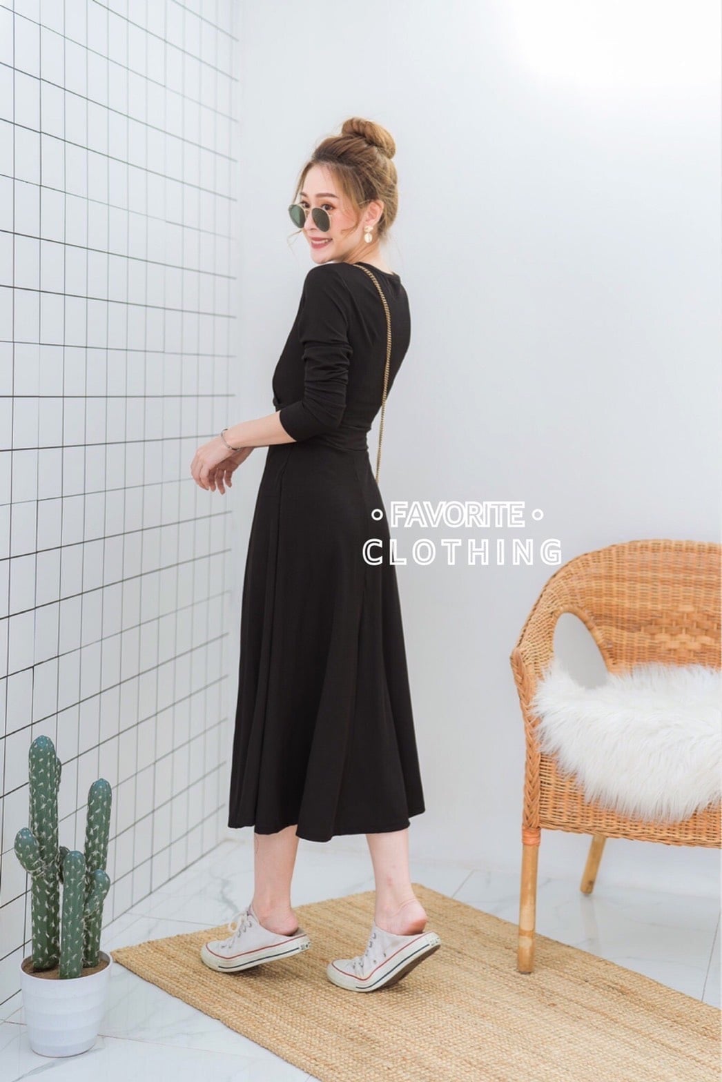 เดรสสีดำ ชุดดำเนื้อผ้ายืดหยุ่น s-3xl