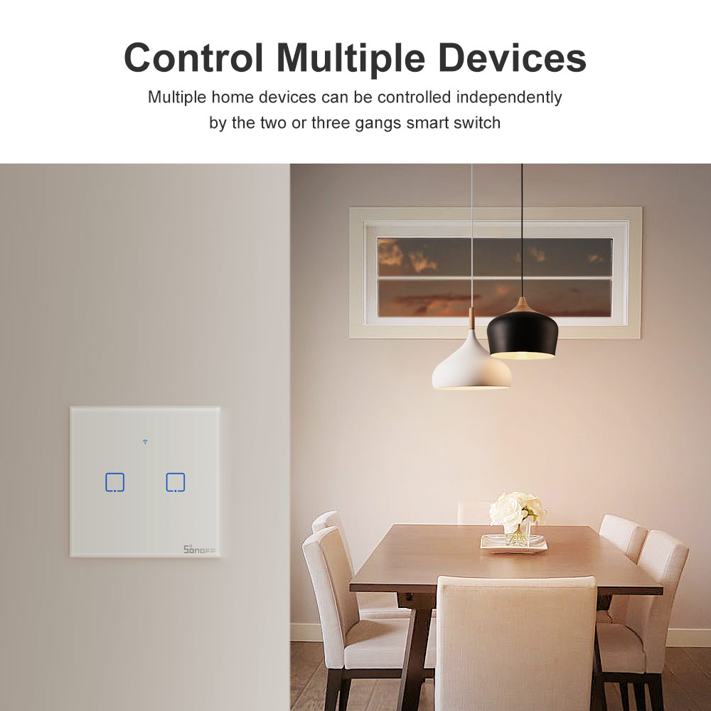 Sonoff T2UK 1 Gang (WiFi + RF 433 Mhz) White Touch Switch ( 1 Year Warranty )