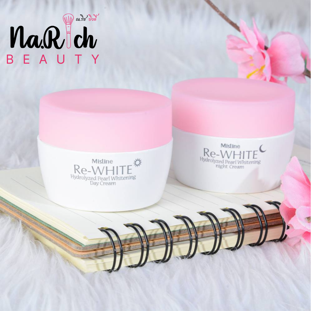 Mistine Re-White Hydrolyzed Pearl Whitening Cream 30 g. (Day Cream - Night Cream)