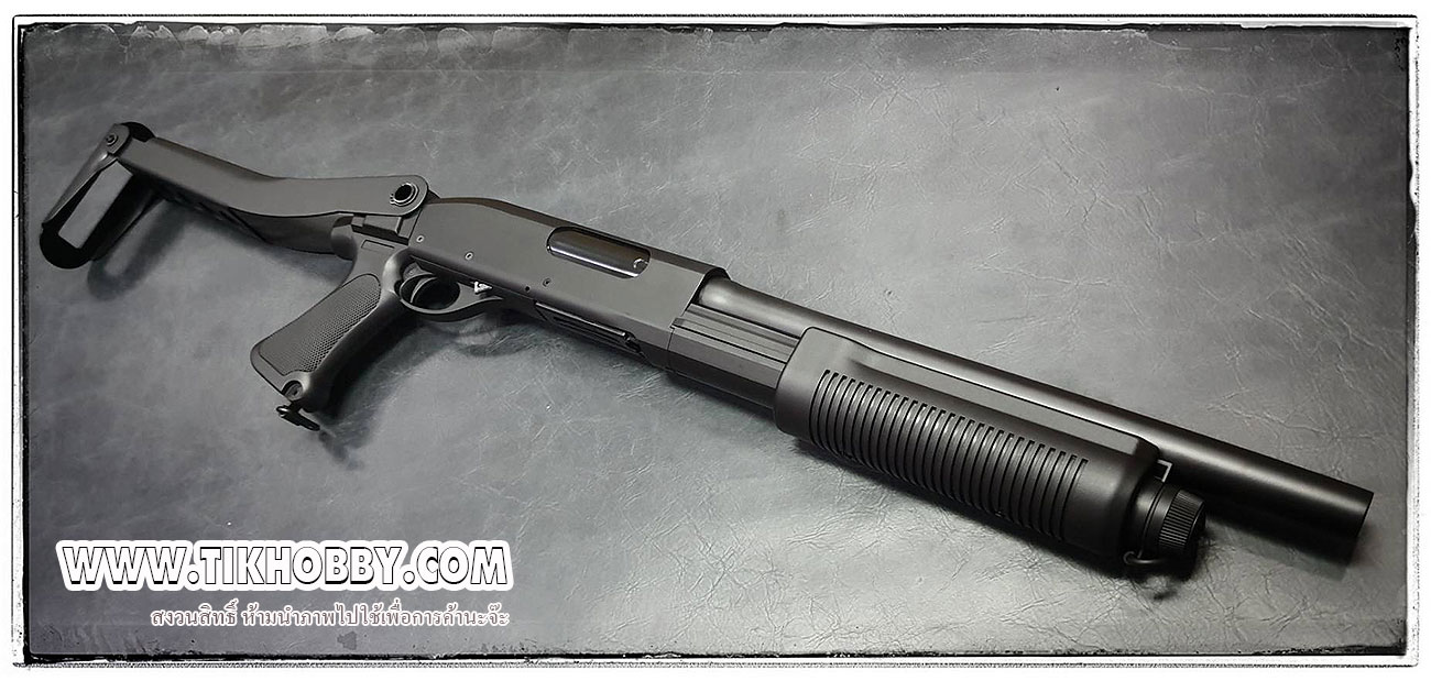 ปืนลูกซองชักสปริง CM352 ลำกล้องสั้น สีดำ รุ่นประหยัด แถมปลอก1นัด