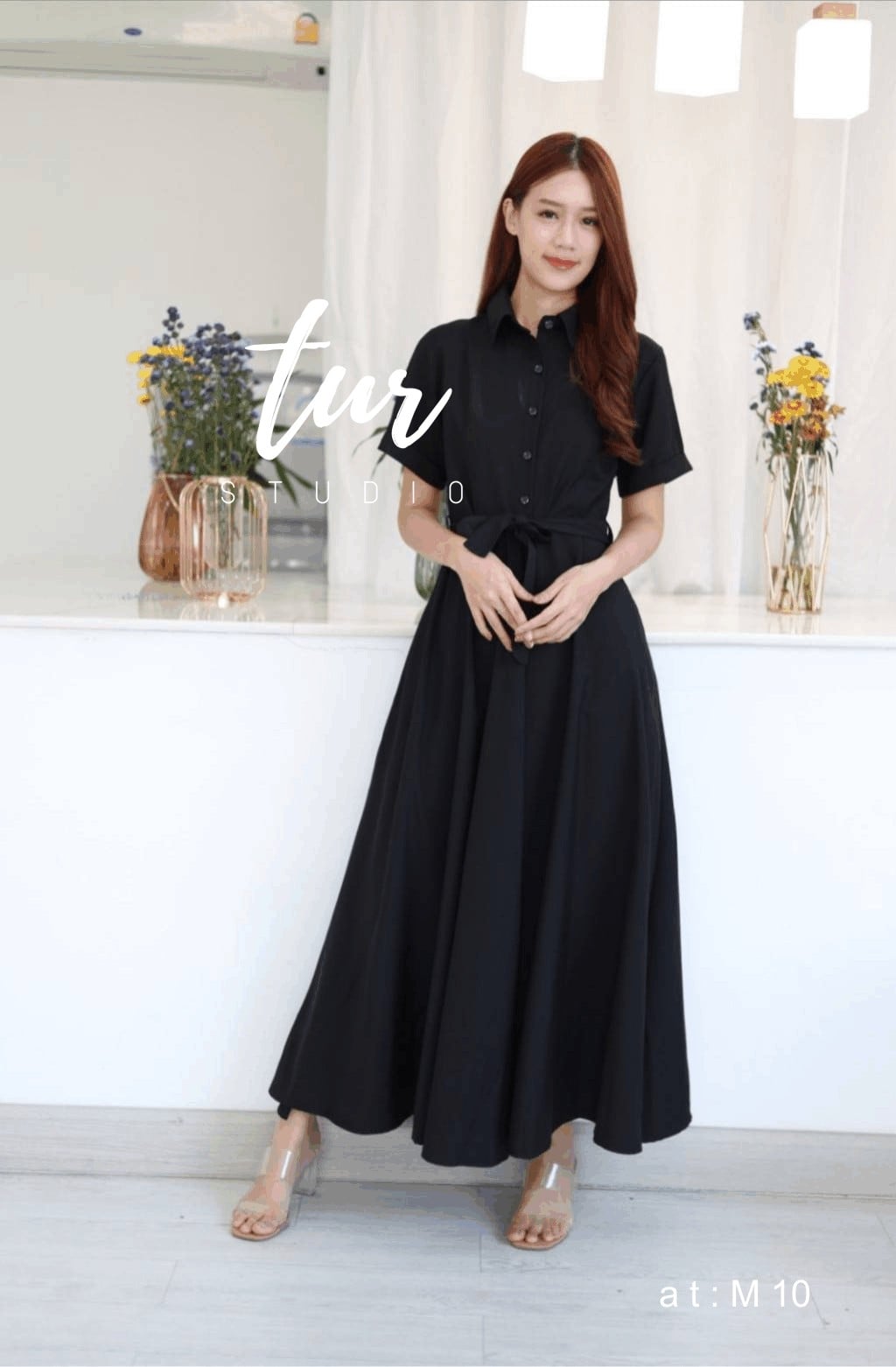 เดรสสีดำ เดรสเชิ้ตตัวยาว สวยงานพรีเมี่ยม