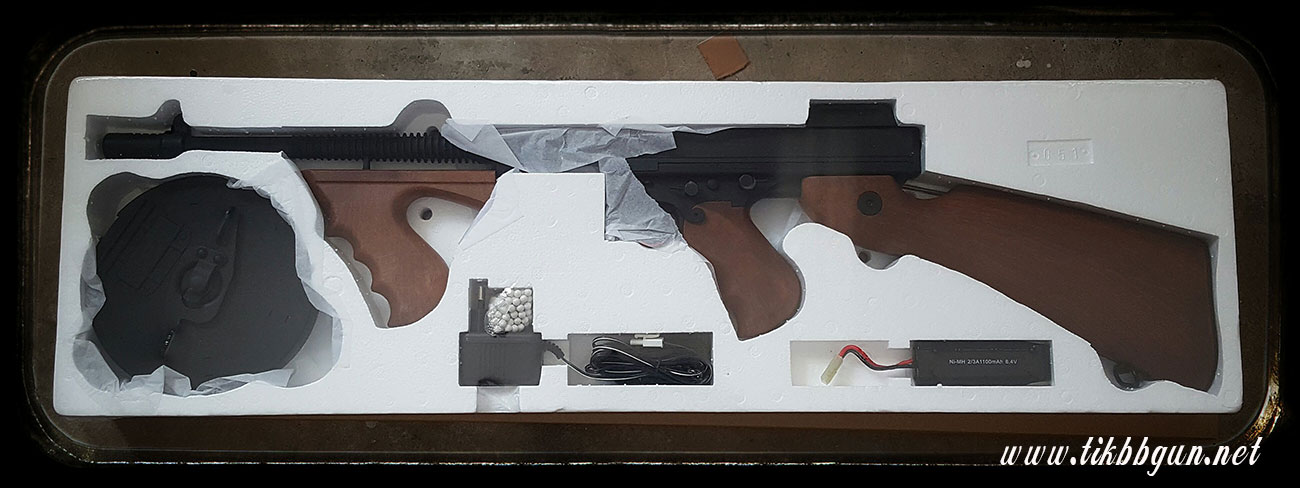 ปืนอัดลมไฟฟ้า CM051 Thompson chicago พร้อมแม๊กจาน (พานท้าย ไม้เทียม)