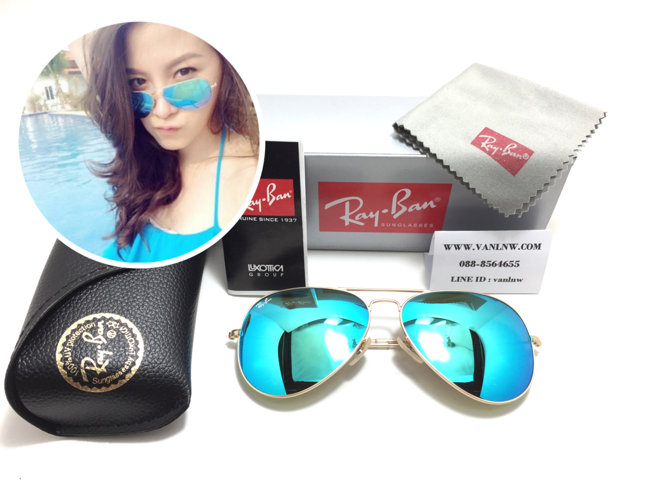 แว่นกันแดด Rayban RB 3025 AVIATOR LARGE METAL 112/19 58-14 3N <ปรอทฟ้า>