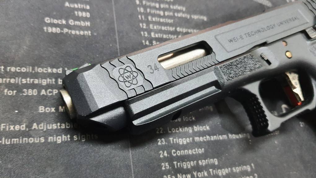 (มือ2) ปืนสั้น Glock34 T5 G-Force สีดำ สไลด์ดำ ท่อเงิน งานWE สภาพสวย