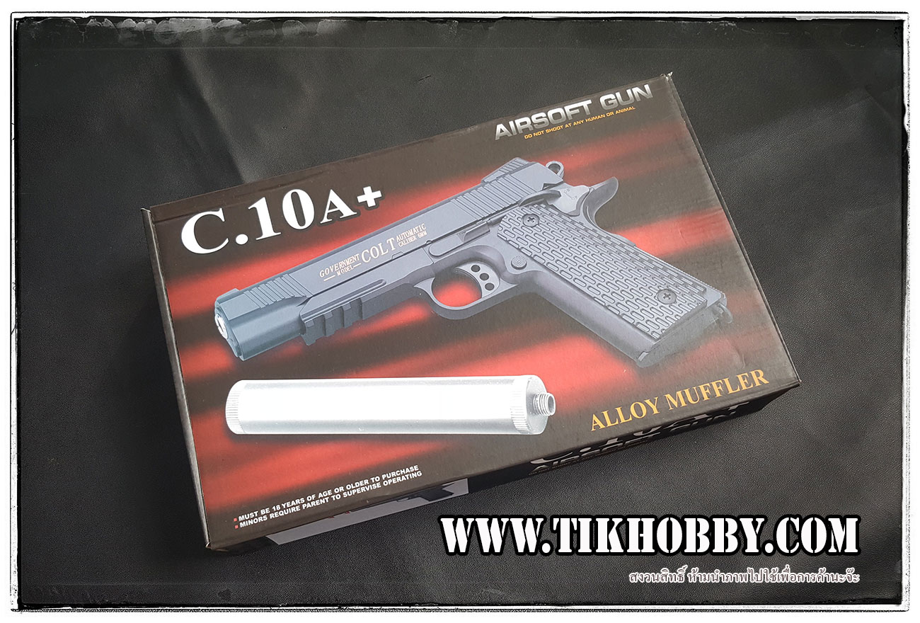 ปืนอัดลมแบบชักยิงก๊องแก๊งทีล่ะนัด C10A+ สีดำ งานจีนครับ