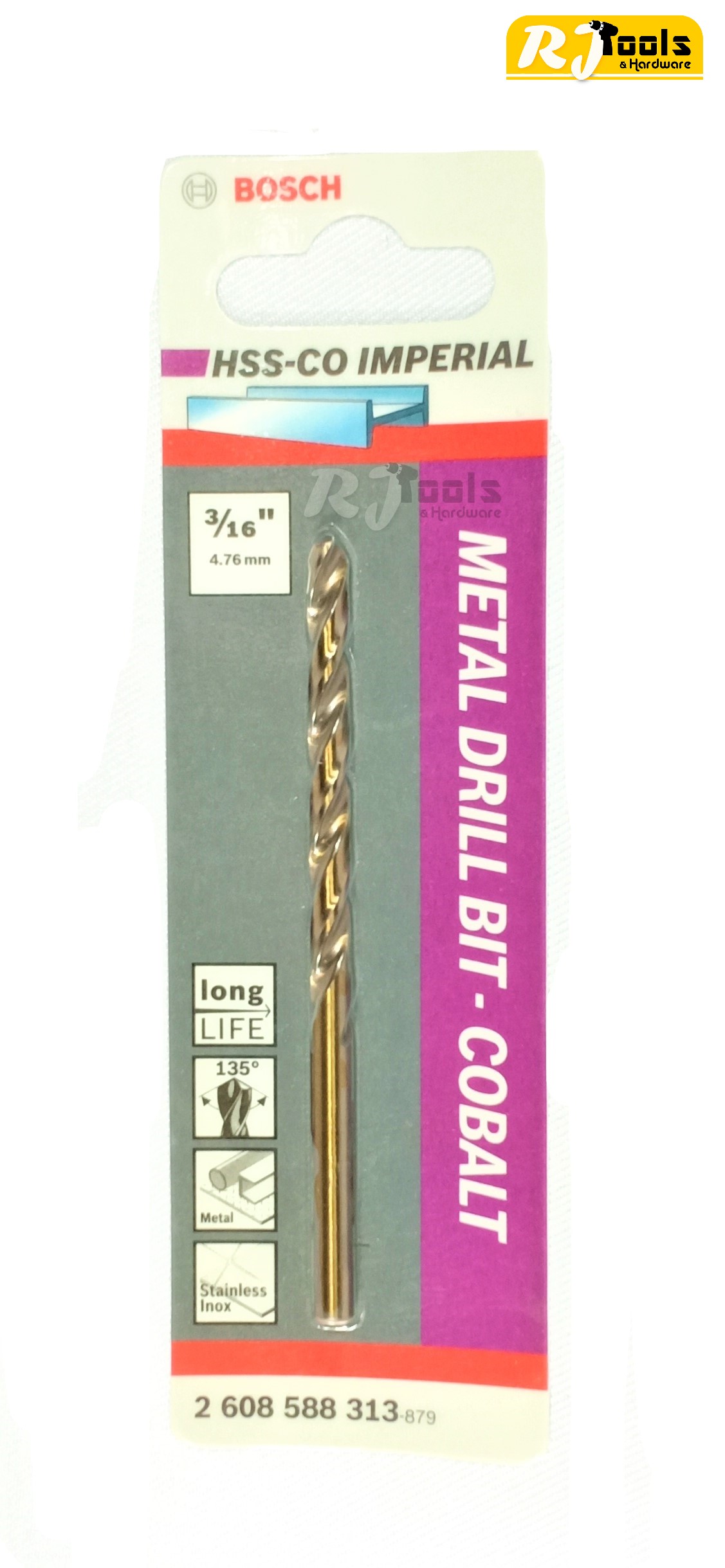 BOSCH ดอกสว่านเจาะเหล็ก/สแตนเลส 3/16”(4.76 mm)