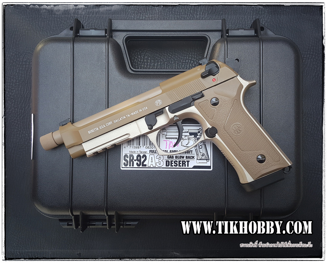 ปืนสั้นระบบแก๊สโบลว์แบล็ค รุ่น M92A3 สีทราย าก SRC SR-92A3