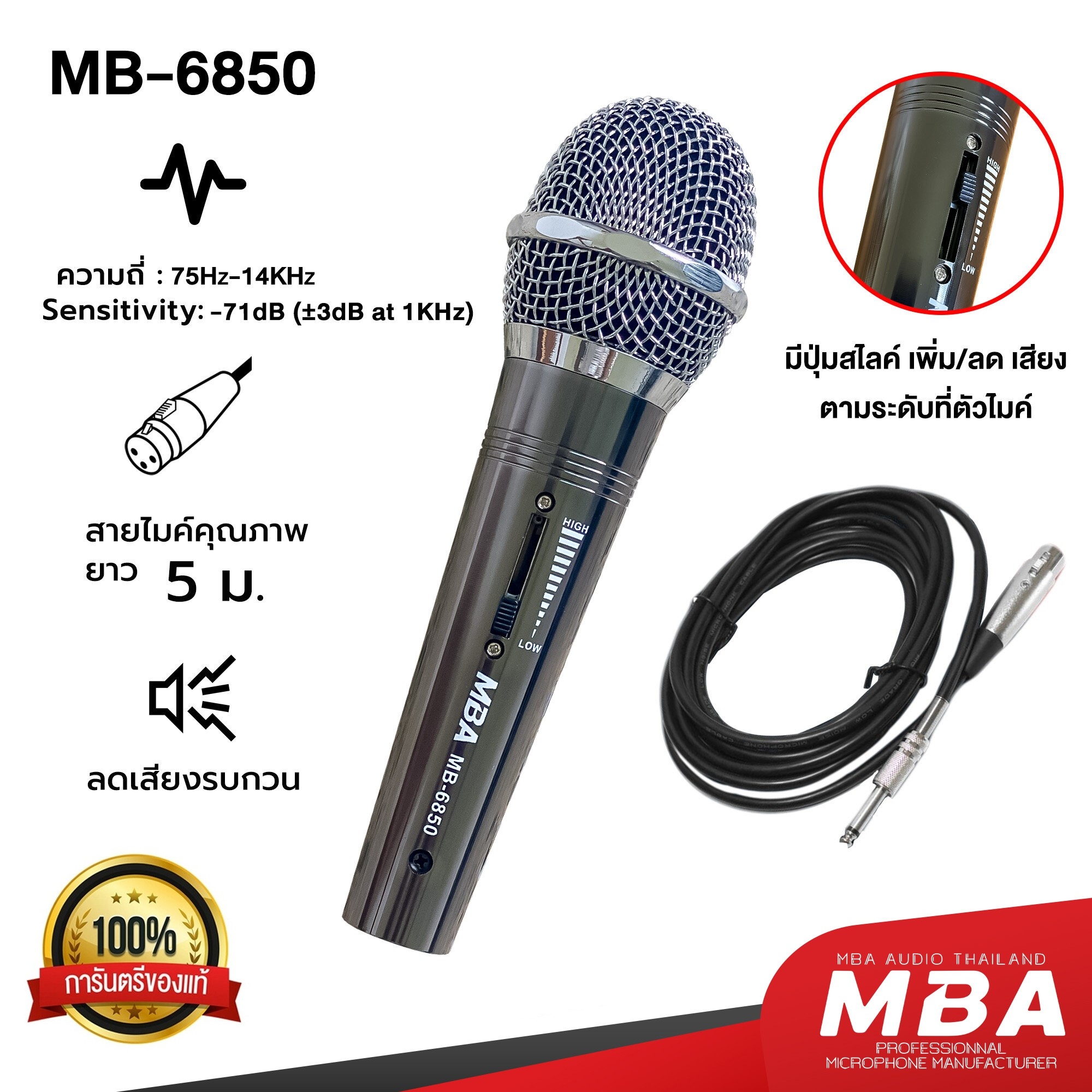 MBA AUDIO THAILAND ไมค์สาย SHEYA รุ่น SY-A40 Microphone ไมโครโฟน ร้องเพลง คาราโอเกะ