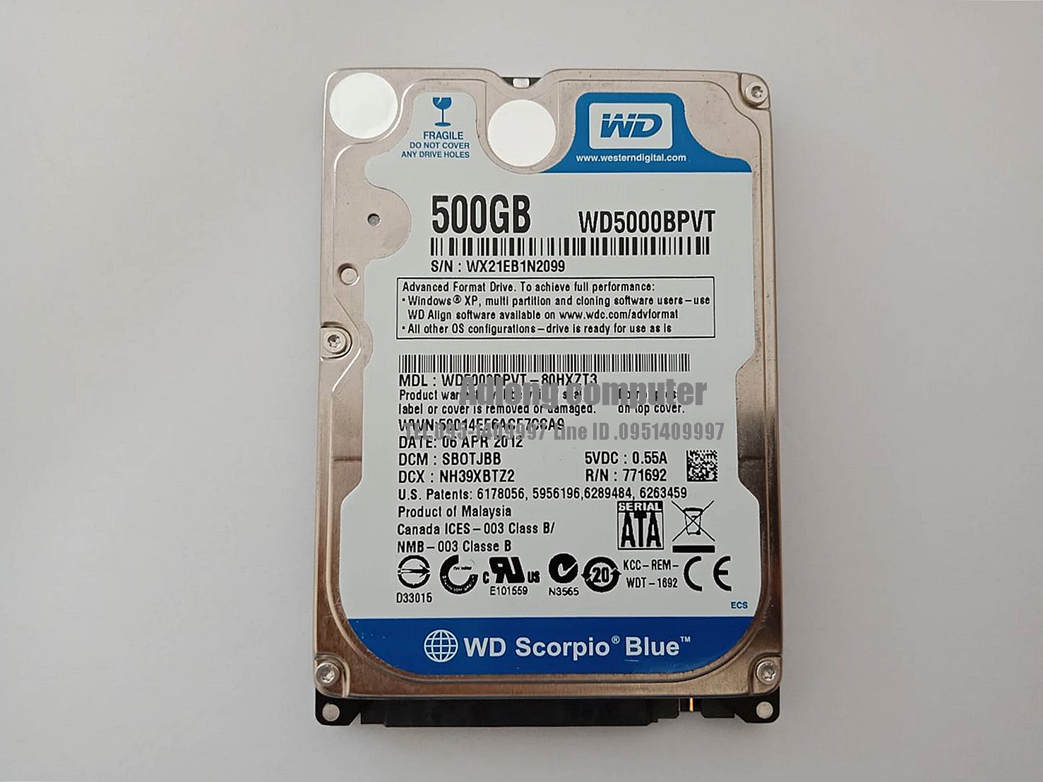 ฮาร์ดดิสโน๊ตบุ๊ค WD Blue SATA 500 GB