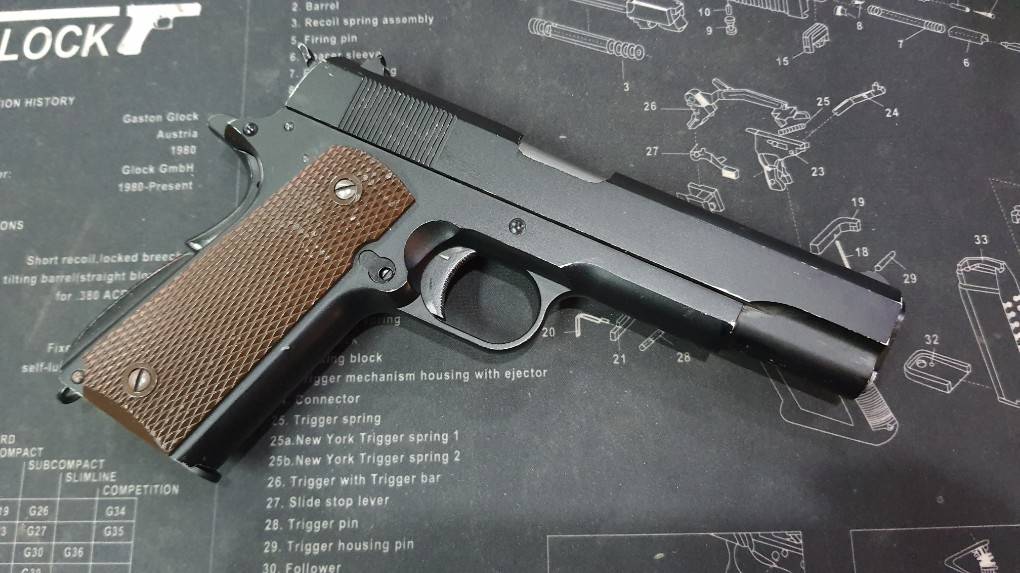 (มือ2) ปืนสั้น 1911สีดำ มีมาร์คกิ้ง งานใต้หวัน (WE) ยิงได้ดี รายละเอียดด้านล่างครับ